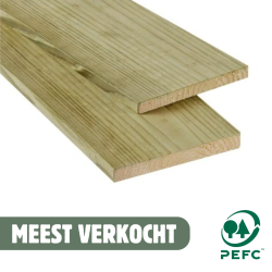 Geïmpregneerd Fijn bezaagde plank 2 x 20 cm