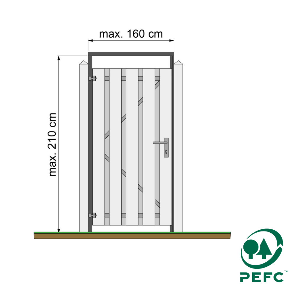 Universeel tuindeurkozijn max 160 cm breed, zwart